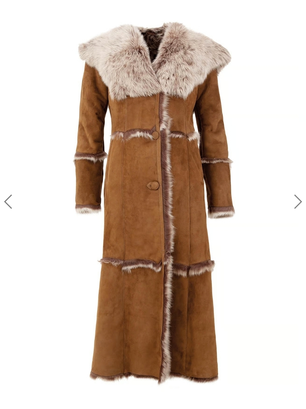 Authentic Celtic & Co genuine shearling/sheepskin long hooded coat in Honey Brwn